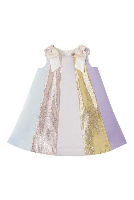 Trapeze Metallic Crepe Dress